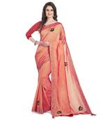 Pink hand woven georgette saree with blouse