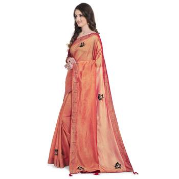 Pink hand woven georgette saree with blouse 2