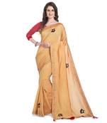 Yellow hand woven georgette saree with blouse
