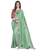 Green hand woven georgette saree with blouse