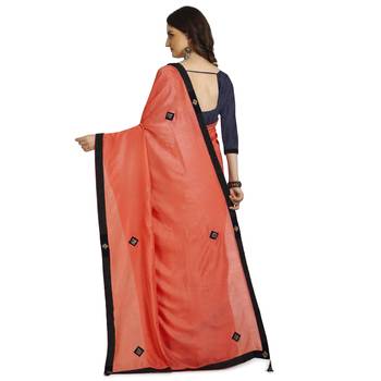 Peach hand woven georgette saree with blouse 3