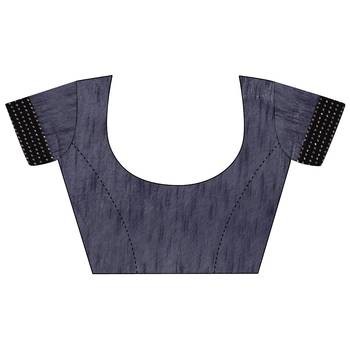 Charcoal hand woven georgette saree with blouse 5