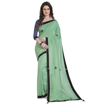 Green hand woven georgette saree with blouse 1