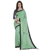 Green hand woven georgette saree with blouse