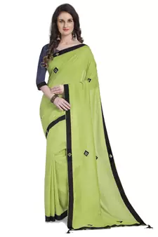 Green hand woven georgette saree with blouse