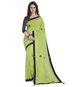 Green hand woven georgette saree with blouse