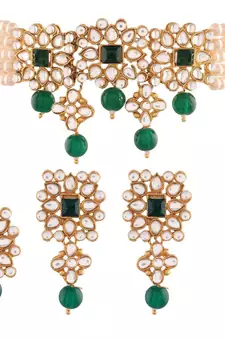 Traditional Pearl & Kundan Choker Necklace Set with Maang Tikka for Women (ML224WG)
