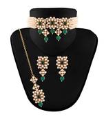 Traditional Pearl & Kundan Choker Necklace Set with Maang Tikka for Women (ML224WG)