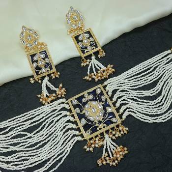 Traditional Padmavati Pearl & Kundan Necklace with Earrings For Women  1