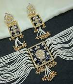 Traditional Padmavati Pearl & Kundan Necklace with Earrings For Women 
