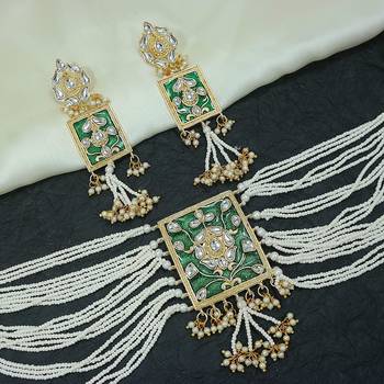 Traditional Padmavati Pearl & Kundan Necklace with Earrings For Women  1