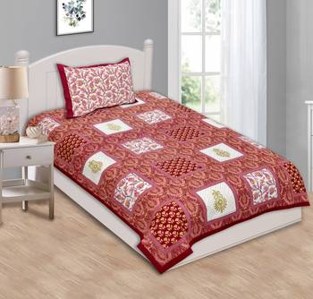 Ridan Single Cotton Bed Sheet With One Pillow Cover 1