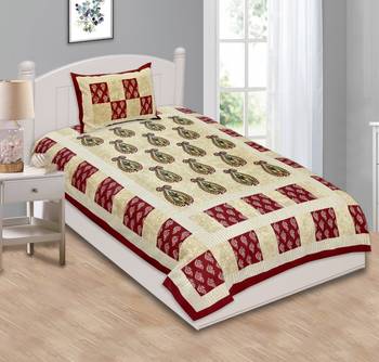 Ridan Single Cotton Bed Sheet With One Pillow Cover 1