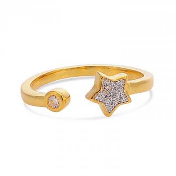 Designer Stylish Partywear Clubwear Gold Plated American Diamonds Cocktail Ring for Women and Girls 1