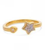Designer Stylish Partywear Clubwear Gold Plated American Diamonds Cocktail Ring for Women and Girls