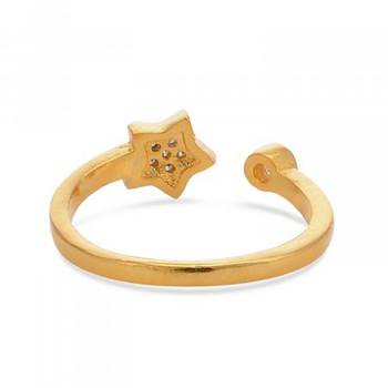 Designer Stylish Partywear Clubwear Gold Plated American Diamonds Cocktail Ring for Women and Girls 2
