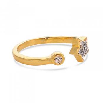 Designer Stylish Partywear Clubwear Gold Plated American Diamonds Cocktail Ring for Women and Girls 3