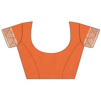 Orange woven banarasi silk saree with blouse 4