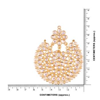 Gold Plated Traditional Kundan Earrings with Pearl Outline for Women (ED14W) 3