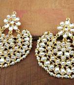 Gold Plated Traditional Kundan Earrings with Pearl Outline for Women (ED14W)