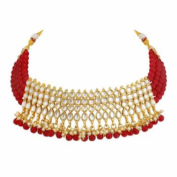 Gold Plated Ethnic Indian Traditional Kundan Pearl Choker Necklace Set for Women  4