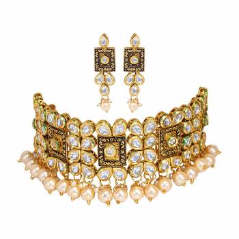 Traditional Kundan & Beads Choker Necklace Jewellery Set for Women  1