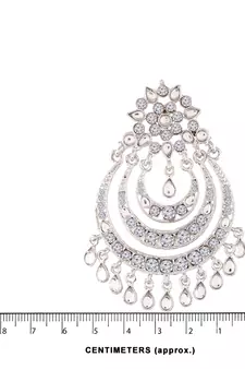 Traditional Silver Plated Kundan Earrings for Women 