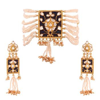 Traditional Padmavati Pearl & Kundan Necklace with Earrings For Women  3