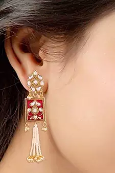 Pearl & Kundan Necklace Choker with Earrings Padmavati Style For Women 