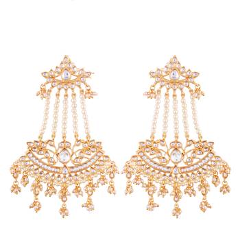 Traditional Gold Plated Kundan & Pearl Earrings For Women  2