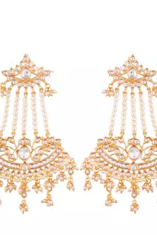 Traditional Gold Plated Kundan & Pearl Earrings For Women 