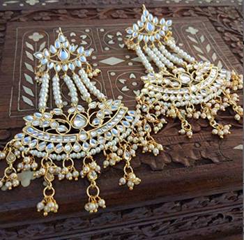 Traditional Gold Plated Kundan & Pearl Earrings For Women  1