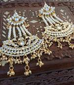 Traditional Gold Plated Kundan & Pearl Earrings For Women