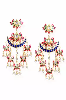 Chandbali Kundan Pearl with Meenakari Dangle Jewellery Earring for Women 