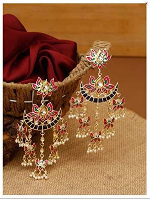 Chandbali Kundan Pearl with Meenakari Dangle Jewellery Earring for Women  1