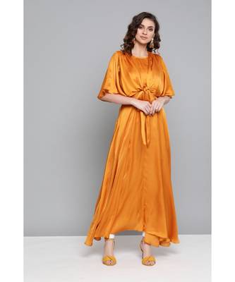 Ritu Kumar Half Sleeve Long Solid Kurta With Self Tie Detailing 2