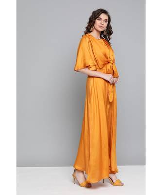 Ritu Kumar Half Sleeve Long Solid Kurta With Self Tie Detailing 4