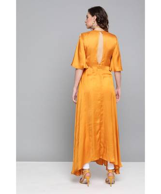 Ritu Kumar Half Sleeve Long Solid Kurta With Self Tie Detailing 5