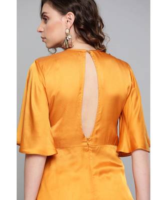 Ritu Kumar Half Sleeve Long Solid Kurta With Self Tie Detailing 6