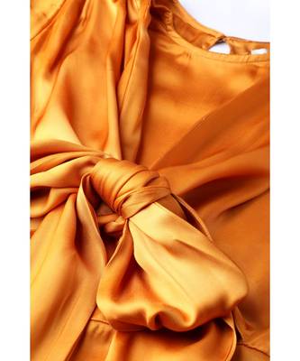 Ritu Kumar Half Sleeve Long Solid Kurta With Self Tie Detailing 7