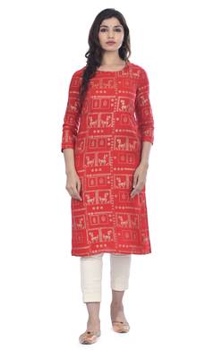 Red printed rayon ethnic-kurtis 1