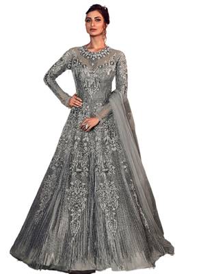 Grey embroidered glass tissue salwar 1