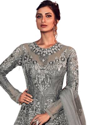 Grey embroidered glass tissue salwar 2