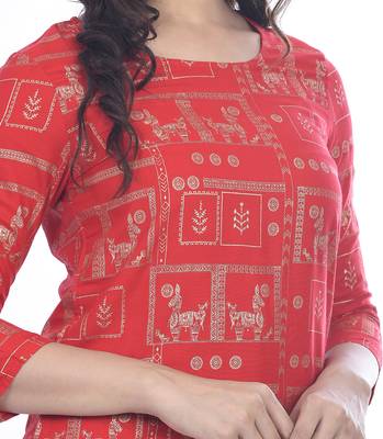 Red printed rayon ethnic-kurtis 3