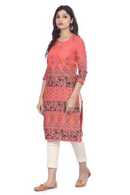 Peach printed rayon ethnic-kurtis 2