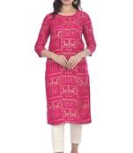 Pink printed rayon ethnic-kurtis