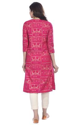 Pink printed rayon ethnic-kurtis 2