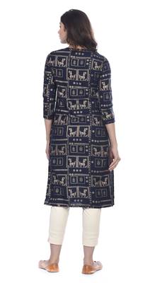 Navy-blue printed rayon ethnic-kurtis 2