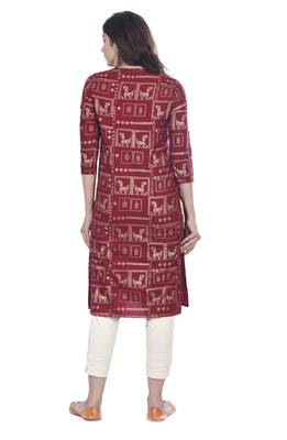 Maroon printed rayon ethnic-kurtis 2