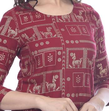 Maroon printed rayon ethnic-kurtis 5